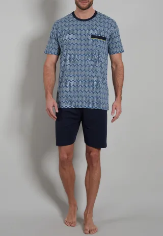 götzburg bodywear - GÖTZBURG Herren Pyjama kariert 1er Pack blau-mittel-allover - Gr. - 58