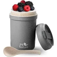 JM Nature Müslibox Müslibecher To Go 2x Nachhaltiger Joghurtbecher Deckel & Löffel 330 ml