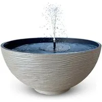 matches21 HOME & HOBBY Wasserspiel Großes 45 x 23 cm Outdoor Solar-Brunnen Set sandfarben, (2 tlg), Tiefe Brunnen-Schale mit Wasserfontäne Garten-Brunnen Wasserspiel