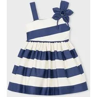 Mayoral Sommerkleid Mädchen Kleid asymmetrisch mit floralem Print Blau-Weiß (3924-91)