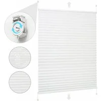 Sekey Plissee Plissee ohne Bohren – Klemmfix Fenster Plissee verstellbarer Spannung, freihängend, Klemmfix, 4 Schnurspanner zur Anpassung, verstärkten 1,5 cm Alu-Schiene, Weiß