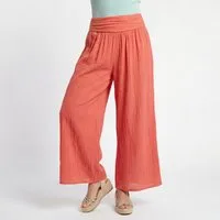 OriginalYou Haremshose Damen Flatterhose Baumwolle Sommerhose Leinen Optik Culotte Volant Middle Waist