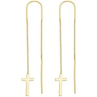 Unique Paar Ohrhänger Kreuz-Ohrhänger 925er Silber gold SE0754