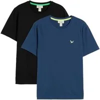 bonprix T-Shirt (Packung, 2er) aus Baumwolle, reguläre Passform, mit kleiner Bruststickerei