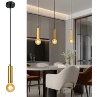 Nettlife Hängeleuchte Gold 1 Flammig Esszimmerlampe E27 Metall Industrial Pendelleuchte, Höhenverstellbar, ohne Leuchtmittel, Bettlampe Nachttisch Hängend Küchenlampe für Schlafzimmer Flur
