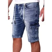 Reslad Jeansshorts Reslad Cargo Jeans Shorts Herren Kurze Hosen Sommer - Sweathose in Cargo-Shorts Sweatjeans Jeansbermudas Stretch Jeans-Hose