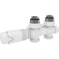 EMKE Heizkörperthermostat Multiblock Set für Heizkörper Anschlussarmatur Ventil mit Thermostat, (16mm+φ15mm, 1 St) für Heizkörper Handtuchtrockner Heizungzubehör Eck- und Durchgangsform