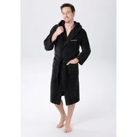 Bruno Banani Unisex-Bademantel Daniel, ideal für Sauna & Spa, Hotelbademantel, Morgenmantel, Langform, Veloursfrottier, Kapuze, Gürtel, Damen & Herren Bademantel, lang, mit Taschen, S-5XL