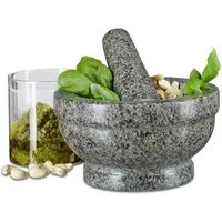 relaxdays Mörser Granit Mörser mit Stößel 17 cm