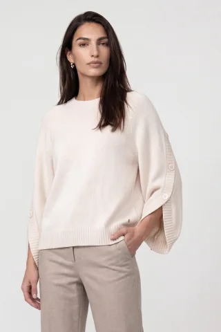 monari - Strickpullover mit Knopfdetails pearly - Gr. - 40