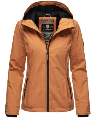 Marikoo Damen Übergangsjacke leichte wind- und wasserabweisende Jacke mit Kapuze Rusty Cinnamon