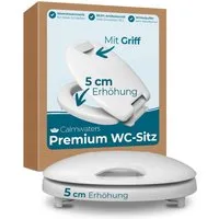 Calmwaters WC-Sitz Erhöht, +5cm Erhöhung, Griff, Absenkautomatik, Made in EU, 250 kg, 26LP6230