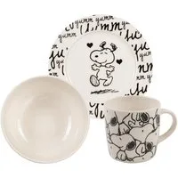 United Labels® Frühstücks-Geschirrset Peanuts Snoopy - yumm yumm -3-tlg., 1 Personen, Porzellan