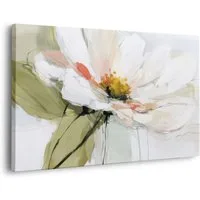 artissimo Leinwandbild Bild auf Leinwand 70x50 cm Wandbild - moderne Kunst salbei-grün, Natur & Blumen: Weiße Blüte I
