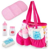 Kinderplay Dolls & Strollers Puppen Accessoires-Set Puppen Pflegeset mit Tasche – realistisches Rollenspiel Zubehör, (Set)