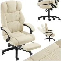 tectake Chefsessel Bürostuhl Jillien mit Fußstütze und Velours, Belastbarkeit 120 kg (Set, 1 St), Superdicke Polsterung mit weichem Velours