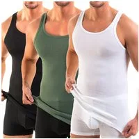 HERMKO Unterhemd 3000 (Pack, 3er) 100 % Bio Baumwolle Tank Top Basic Feinripp hergestellt in EU