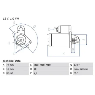 Bosch Anlasser 1,0 kW Mazda 2 3 0986025290