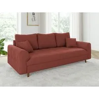 S-Style Möbel 3-Sitzer Sofa Zara mit Holzfüßen im skandinavischen Stil aus Cord-Stoff, mit Wellenfederung