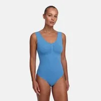 cfab (creamy fabrics) Shaping-Body Tank Bodysuit Sculpting Shapewear mit Slip-Silver Lake Blue-4XL (1-tlg)