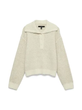 VERO MODA - VMLOVELY LS COLLAR PULLOVER Birch - Gr. - XS