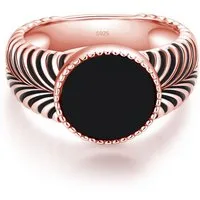 Lisandra Scott Silberring Eleganter Herrenring aus 925 Sterling Silber mit Schwarzem Stein, Klassischer Herrenring – Zeitlos und stilvoll