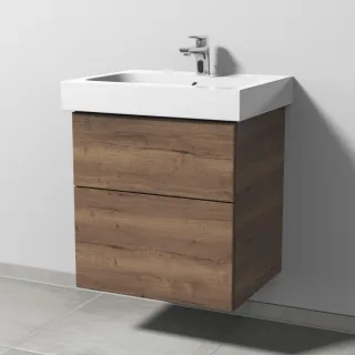 Sanipa 3way Waschtischunterbau zu Geberit iCon Waschtisch mit 2 Auszügen, Eiche-Tabak SM65050