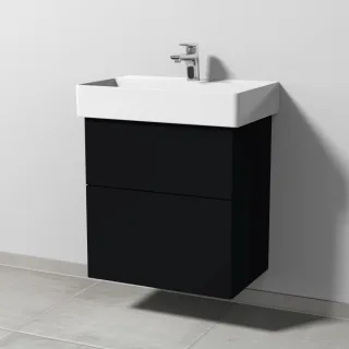 Sanipa 3way Waschtischunterbau zu Duravit Dura Square Waschtisch mit 2 Auszügen, Schwarz-Matt SF42308