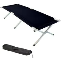 Grafner Feldbett Feldbett klappbar Campingbett klappbar Tragetasche 190cm schwarz inkl. Transporttasche