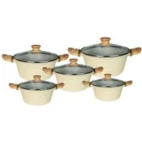 Cheffinger Kochtopf 10-tlg. mit Glasdeckeln – Induktion geeignet, Antihaftbeschichtung, Aluminiumguss (10-tlg), Glasdeckel, Induktionsgeeignet, Antihaftbeschichtet