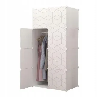 Muvu Kleiderschrank, Weiß, Kunststoff, 75x147x147 cm, Schlafzimmer, Kleiderschränke, Drehtürenschränke