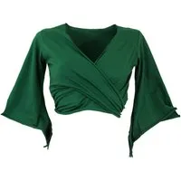 Guru-Shop T-Shirt Elfen Top, Top Goa-chic, Wickeltop - smaragdgrün Festival, Ethno Style, alternative Bekleidung