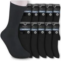 Die Sockenbude Gesundheitssocken BLACK (Bund, 10-Paar, schwarz) ohne Gummi
