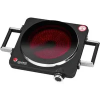 TZS FIRST AUSTRIA Einzelkochplatte Infrarot, mit Griffen, 1500W, Keramik, Temperaturregelung, Kochfeld Schwarz, Herdplatte für Camping