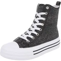 Ital-Design Hochschaft-Sneaker für Damen - Bequem und vielseitig Sneakerboots (91261172) Flach Sneakers High in Schwarz