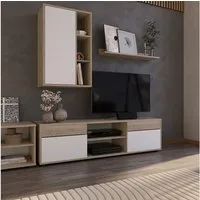 Vicco Wohnwand Berno, Sonoma/Weiß, 2 Teile, (1-St)