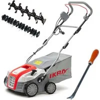 ikra GmbH Elektro-Vertikutierer IEVL 1840, 40 cm Arbeitsbreite, (inkl. Walzen, 55l Fangkorb & Handgrubber), 2in1 Gerät, 1.800 Watt, werkzeugloser Walzenwechsel