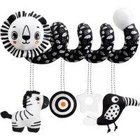 CLTYQ Kinderwagenkette Baby-Autositzspielzeug,schwarz-weiße Spiralrassel Löwe, Kinderwagen-Spielzeugaufsatz Babyspielzeug für Neugeborene