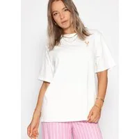 SASSYCLASSY T-Shirt Oversize T-Shirt mit Hummer Frontprint Damen Lässiges T-Shirt im Oversized Fit mit auffälligem Rückenprint weiß