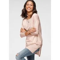 Laura Scott Longpullover Feinstrick mit U-Boot Ausschnitt und seitlichem Schlitz