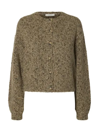 selected women - SLWKAT LS KNIT SHORT CARDIGAN Travertine - Gr. - M