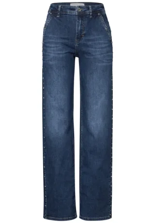 Street One - Wide Leg Jeans mit Nieten blau - Gr. - 32