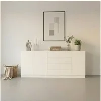 borchardt Möbel Sideboard Vaasa, Kommode mit 3 Türen und 4 Schubkästen auf Kugelführungen, Sideboard Breite 190 cm, Höhe 79 cm, mit Push-to-open-Funktion