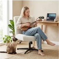 HOMCOM Relaxsessel Dicke Gepolstert Lesesessel (Loungesessel, 1-St., Sessel), 360° Drehung, höhenverstellbar, breite Sitzfläche