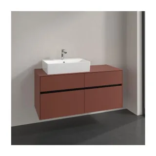 Villeroy und Boch Collaro Waschtischunterschrank C129B0AH 120x54,8x50cm, Waschtisch links, LED-Beleuchtung 8,8 W, wine red