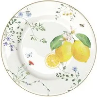 EasyLife Frühstücksteller Fleurs et Citrons, Spülmaschinengeeignet, Mehrfarbig, Zitronen, ⌀ 19cm, Mehrfarbig
