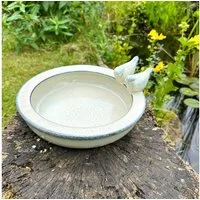 Antikas Futterstation Vogeltränke, Vogelbad - Weiß, Tränke für Vögel, Wasserschale als