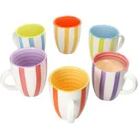 MamboCat Becher Summer Stripes 6er Set Kaffeebecher 340ml bunt Streifen Steingut-Tasse, Steingut