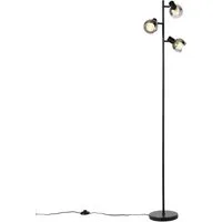 Qazqa Stehlampe Vidro, Dimmbar, LED wechselbar, Extra-Warmweiß, QAZQA Stehlampe, e14, Schwarz, Glas, Art Deco