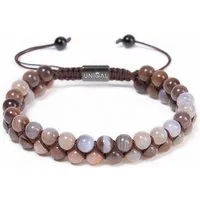 UNIQAL.de Perlenarmband aus Naturstein – zweireihig, 6 mm, Unisex (Edelstahl-Elemente, Naturstein-Perlen), verstellbarer Makramée-Verschluss, handgefertigt
